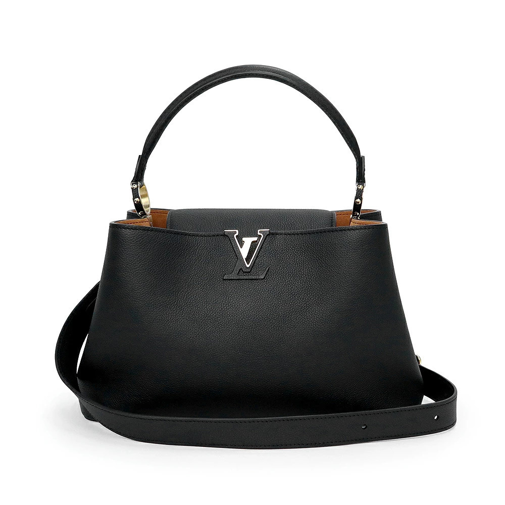 LOUIS VUITTON Capucines Souple Grain Calf Leather Black Crossbody